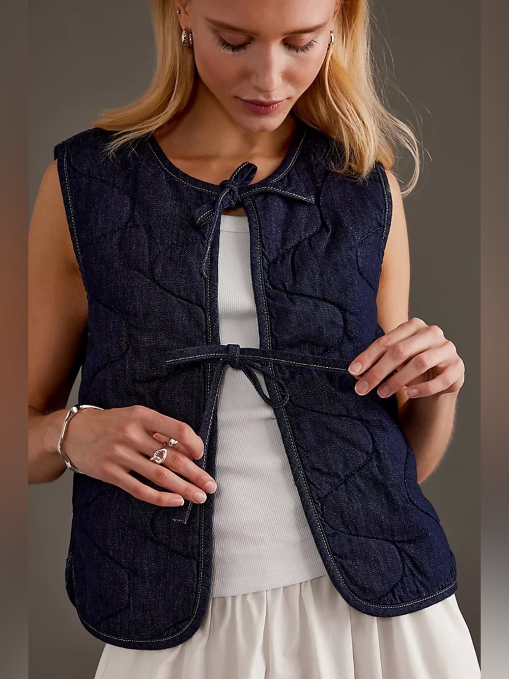 Damson Madder Arte Denim Tie-Front Gilet